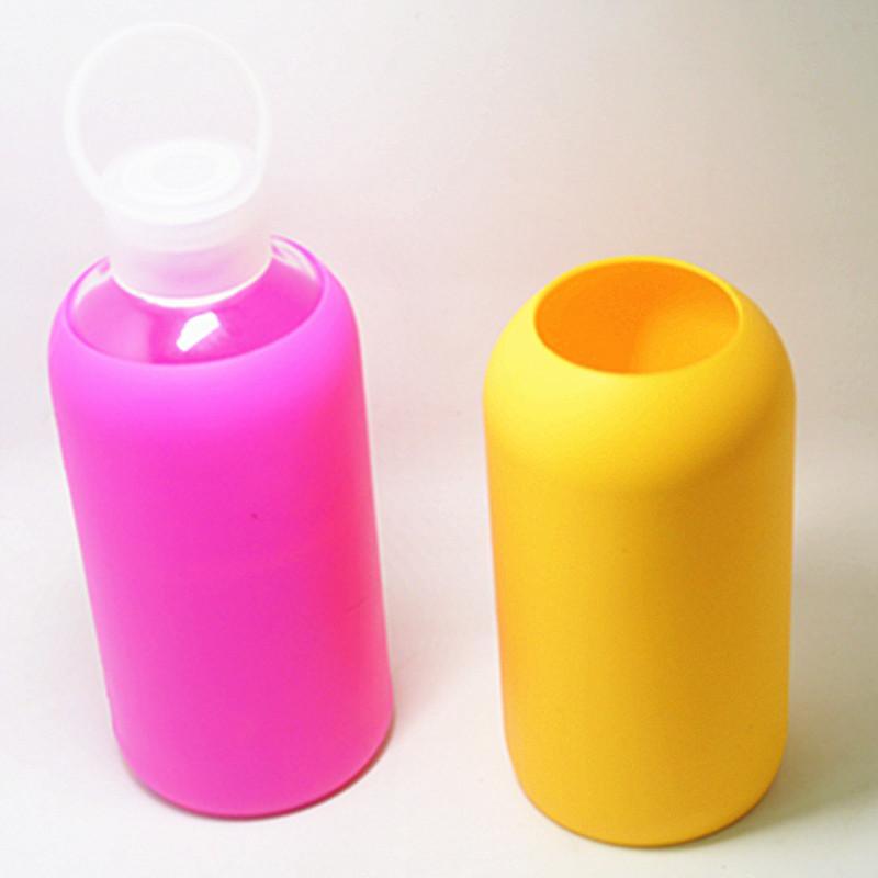东莞源康硅胶供应500毫升随身水瓶硅胶玻璃瓶硅胶套